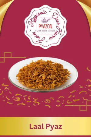 A bowl of crispy fried red onions (laal pyaz) – perfect for biryani and traditional cooking by Pyazon