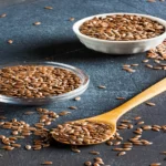 Organic flax seeds in a bowl – high in omega-3, fiber, and protein