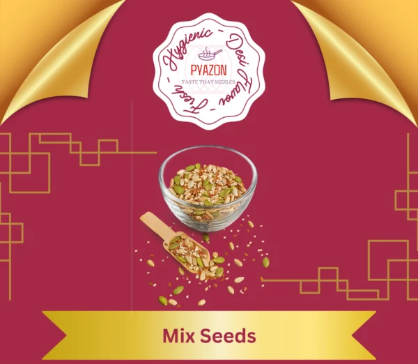 A blend of flax, chia, pumpkin, sunflower, and sesame seeds in a bowl – Pyazon’s healthy mix seeds