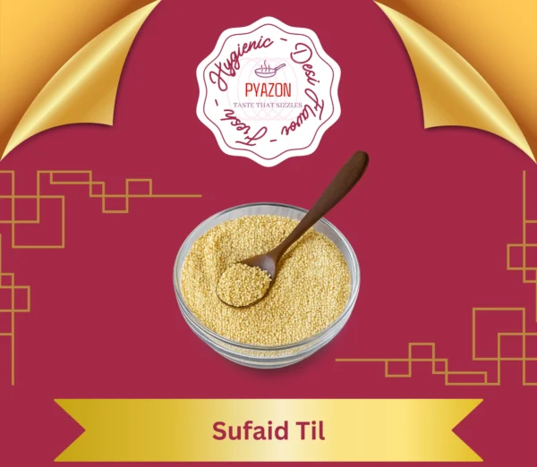 Sufaid Til packed in eco-friendly Pyazon pouch